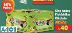 CİNO ANTEP FISTIKLI BAR ÇİKOLATA 16X25 G